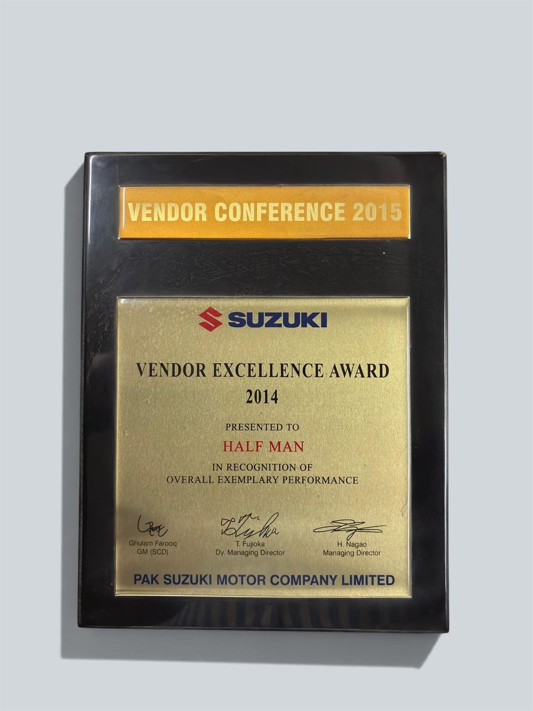 Vendor Excellence Award, 2014 - Halfman Engineering